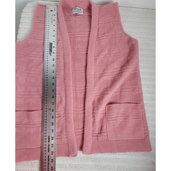 Vintage Milrank Vest Womens Pink Knit Cardigan Sweater Open Front Pockets USA - Picture 6 of 7
